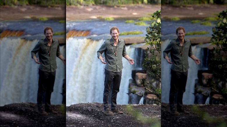 Prince Harry smiling at Kaieteur Falls