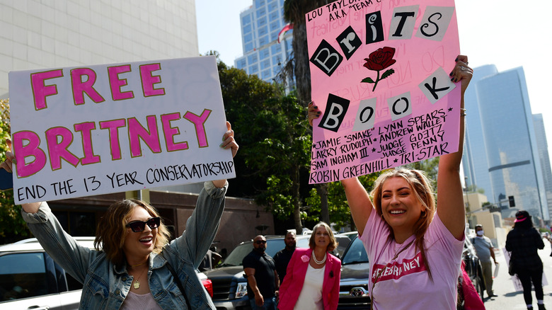 Free Britney supporters mid-protest