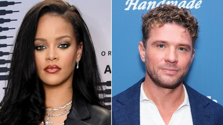 Rihanna; Ryan Phillippe posing