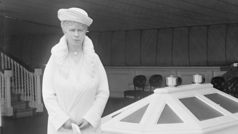 Queen Mary posing on the royal yacht