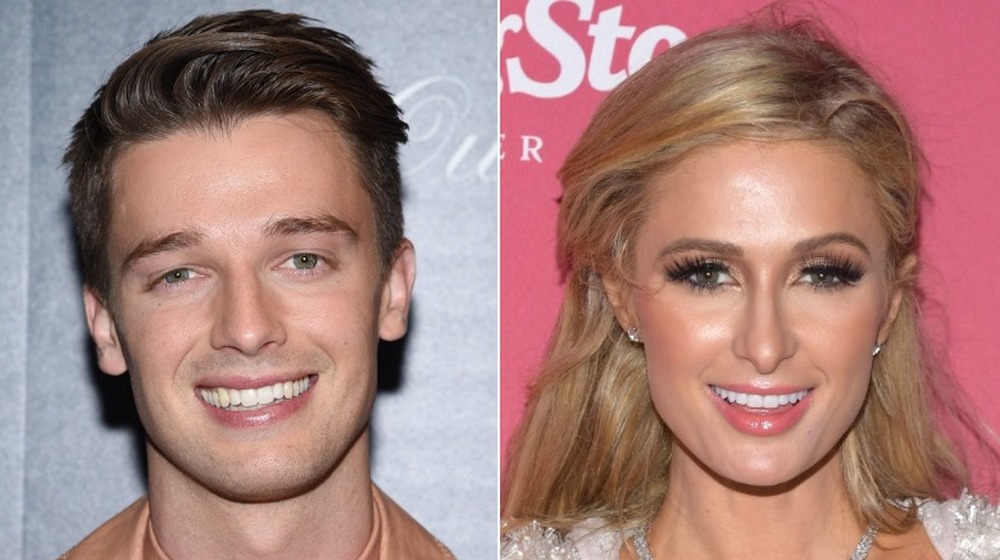 Patrick Schwarzenegger and Paris Hilton smiling