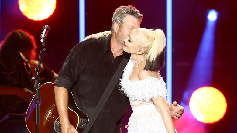 Blake Shelton and Gwen Stefani perform during the CMA Summer Jam at Ascend Amphitheater on July 27, 2021