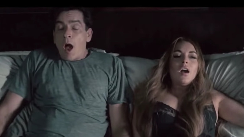 Lindsay Lohan and Charlie Sheen in bed