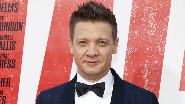 Jeremy Renner in bow-tie and tuxedo