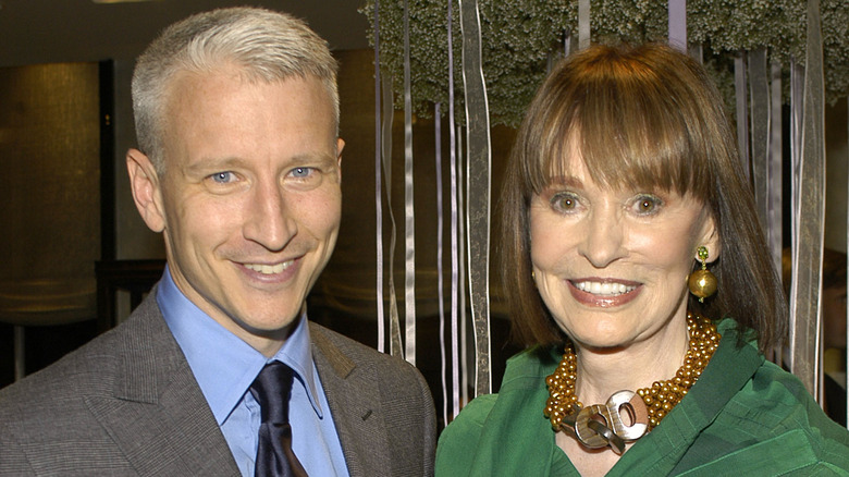 Anderson Cooper and Gloria Vanderbilt smiling