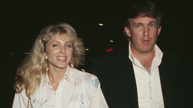 Marla Maples and Donald Trump walking