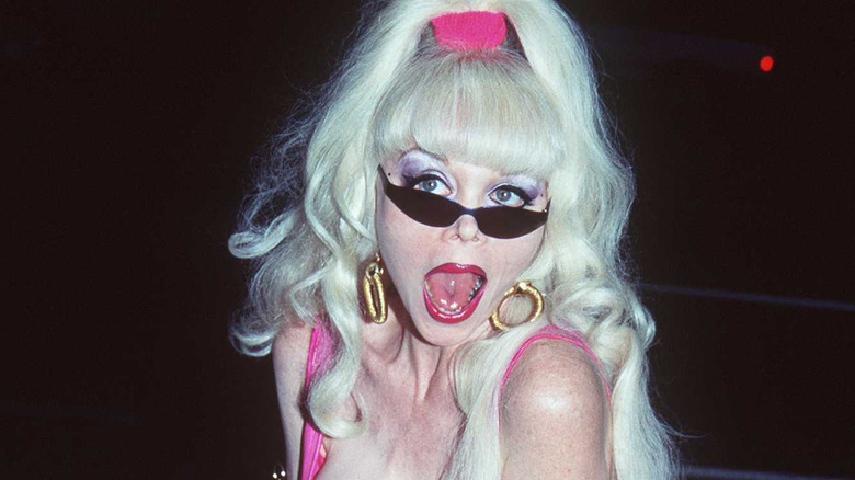 Angelyne mouth open 