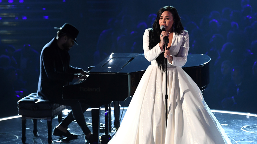 Demi Lovato sings at the Grammys