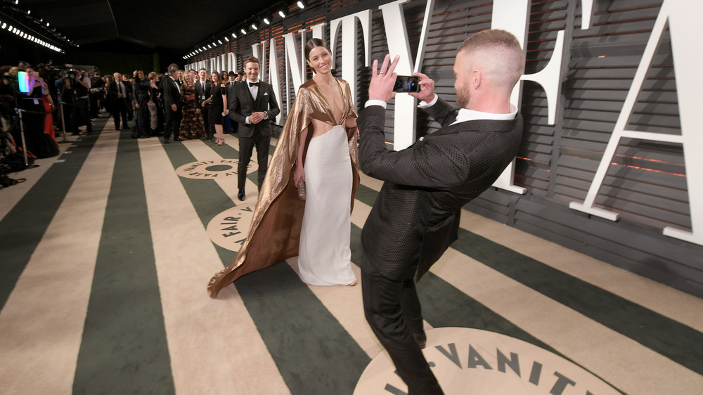 Justin Timberlake taking a photo of wife, Jessica Biel