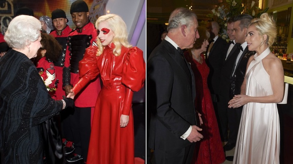 Queen Elizabeth and Lady Gaga; Prince Charles and Lady Gaga