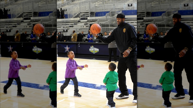 Bronny James plays with LeBron James Sr. and Bryce James