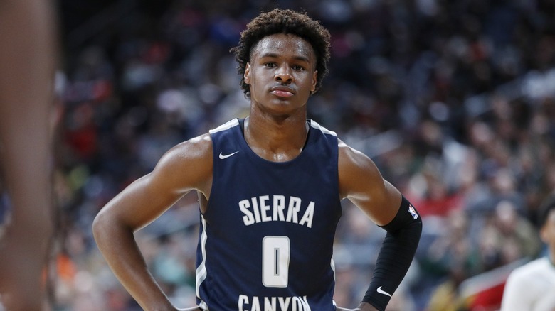 Bronny James in Sierra Canyon jersey