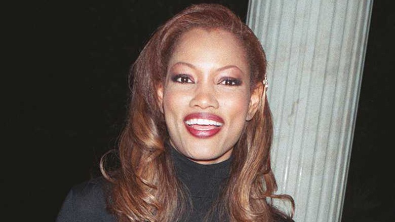 Garcelle Beauvais with red lipstick 