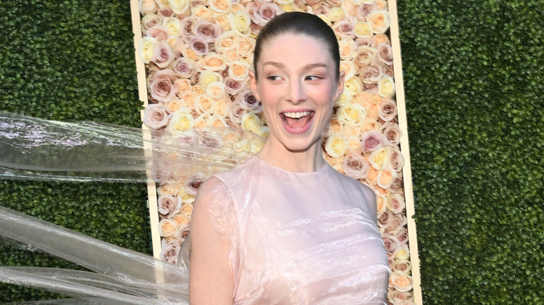 Hunter Schafer on the red carpet at the Golden Globes