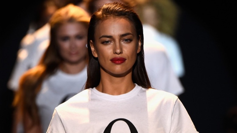 Irina Shayk walking on runway