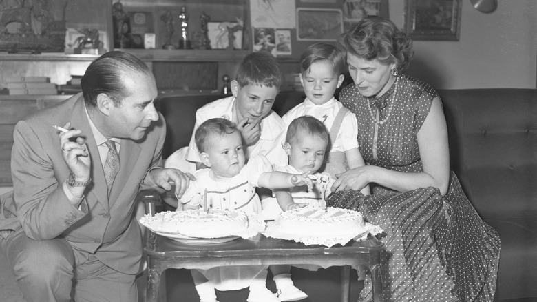 Young Isabella Rossellini and her family celebrate a birthday