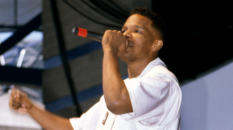 Jamie Foxx performing with microphone