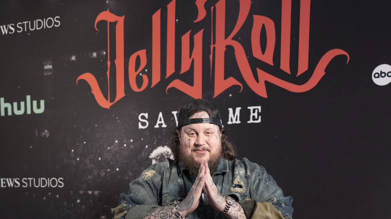 Jelly Roll posing at the premiere of Jelly Roll: Save Me