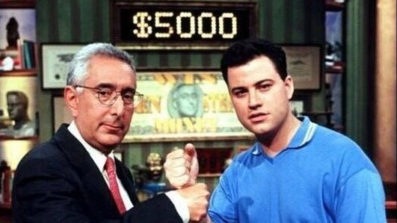 Ben Stein and Jimmy Kimmel fistbumping