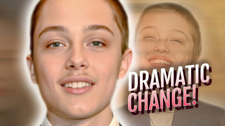 Photos of older and younger Knox Jolie-Pitt smiling