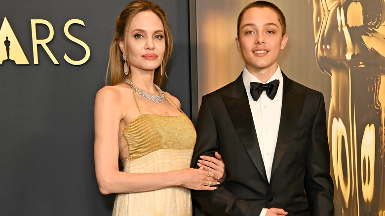 Angelina Jolie and Knox Jolie-Pitt posing