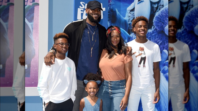 LeBron James, Savannah James and their children 