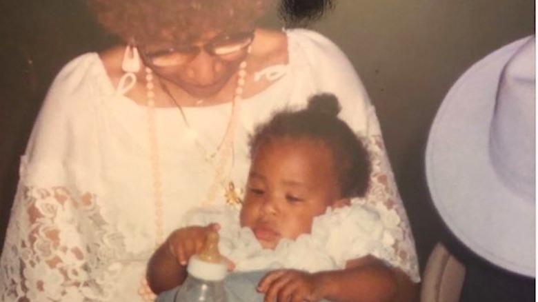 Baby Savannah James with her grandmother