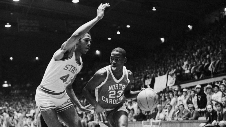 Michael Jordan playing college basketball