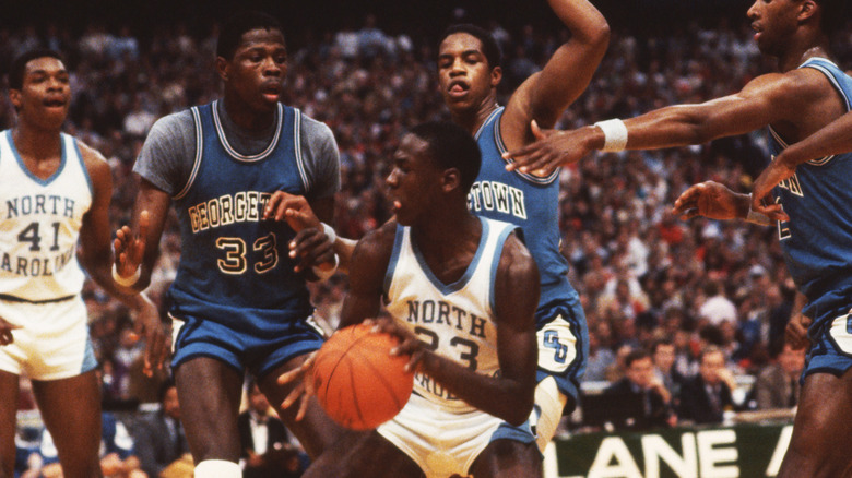 Michael Jordan playing during the NCAA finals 1982