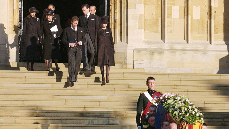 The royal family attending Princess Margaret's funeral