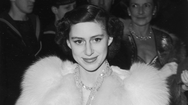 Princess Margaret wearing fur coat