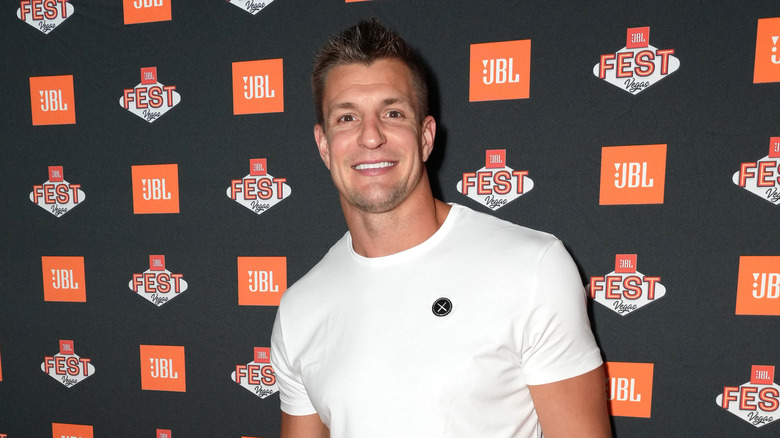 Rob Gronkowski wearing a white tshirt