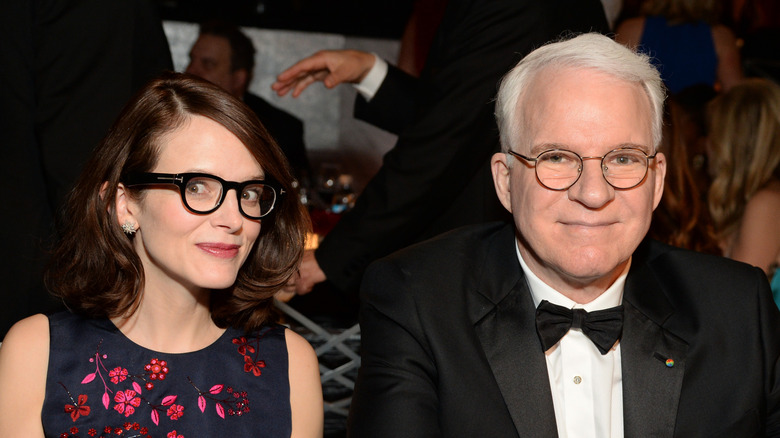 Anne Stringfield and Steve Martin posing together