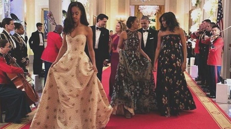 Malia and Sasha Obama at State Dinner 2016