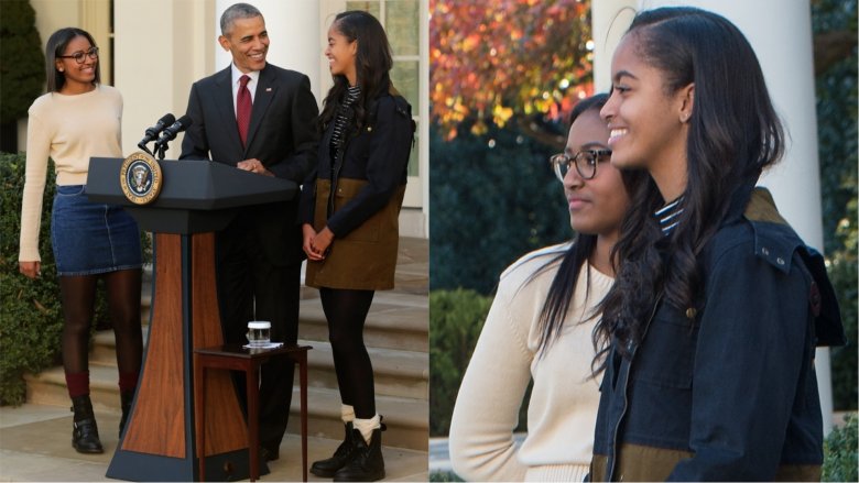 Malia and Sasha Obama at turkey pardoning 2015