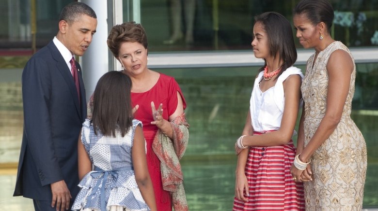 The Obama family with the president of Brazil in 2011