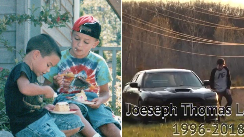 Young Frankie and Joey LaPenna eating cake, and Joey LaPenna walking next to a car