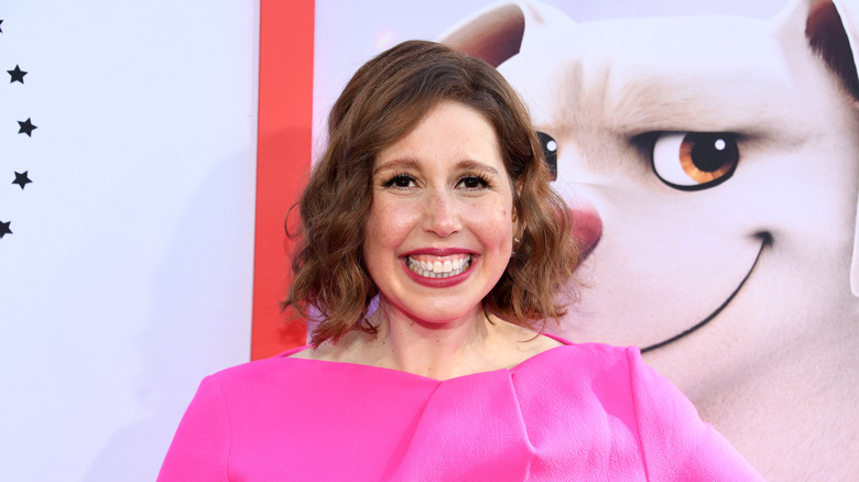 Vanessa Bayer wearing pink top