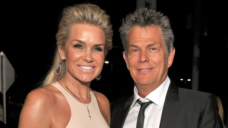 Yolanda Hadid and David Foster posing