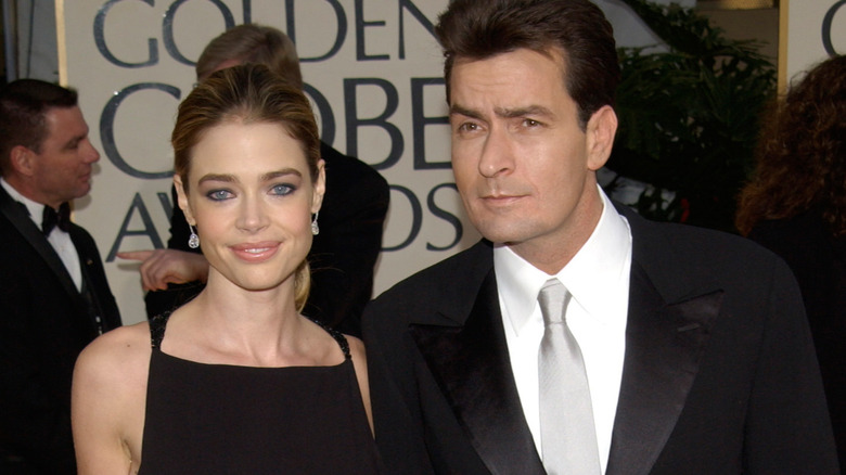 Denise Richards and Charlie Sheen smiling 