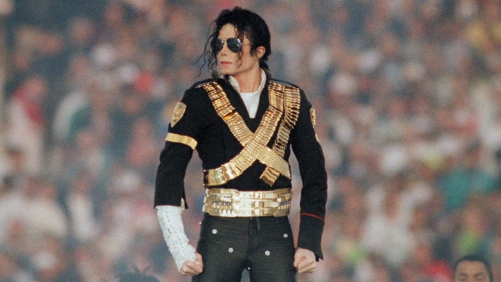 Michael Jackson onstage during the Super Bowl XXVII halftime show