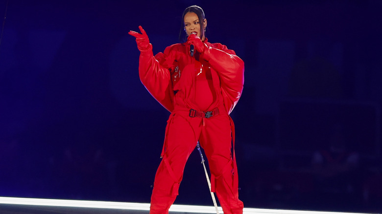 Rihanna performing at the Super Bowl