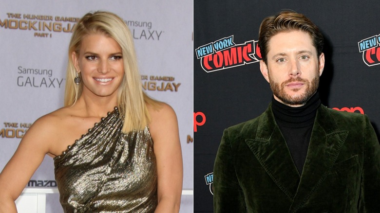 Split image of Jessica Simpson and Jensen Ackles posing