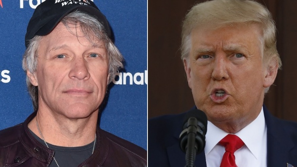 Side by side photos of Jon Bon Jovi and Donald Trump