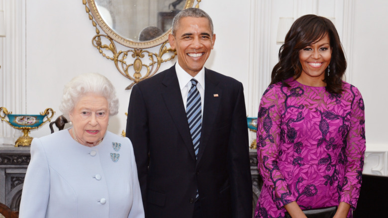 Barack and Michelle Obama with Queen Elizabeth