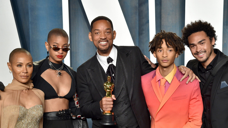 Jada Pinkett Smith, Willow Smith, Will Smith, Jaden Smith, and Trey Smith at the Oscars After Party