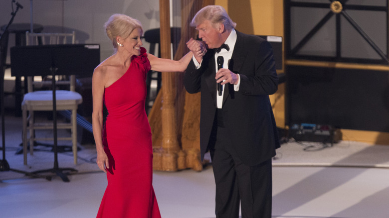 Donald Trump kisses Kellyanne Conway's hand