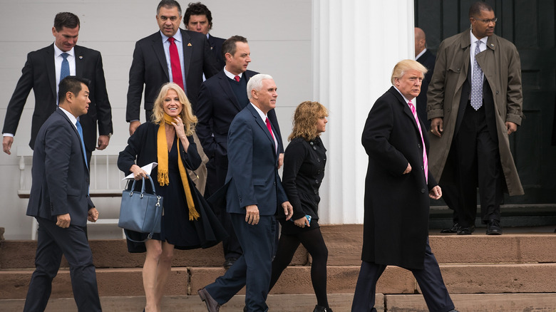 Kellyanne Conway with Trump entourage going to church