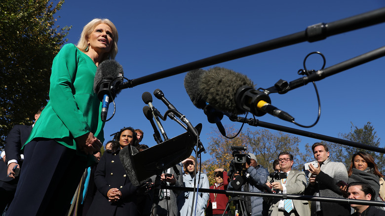 Kellyanne Conway speaks to reporters