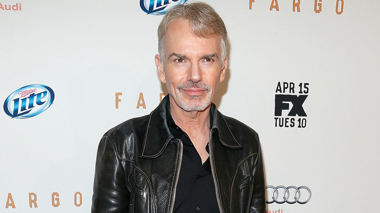 Billy Bob Thornton wearing black leather jacket on red carpet